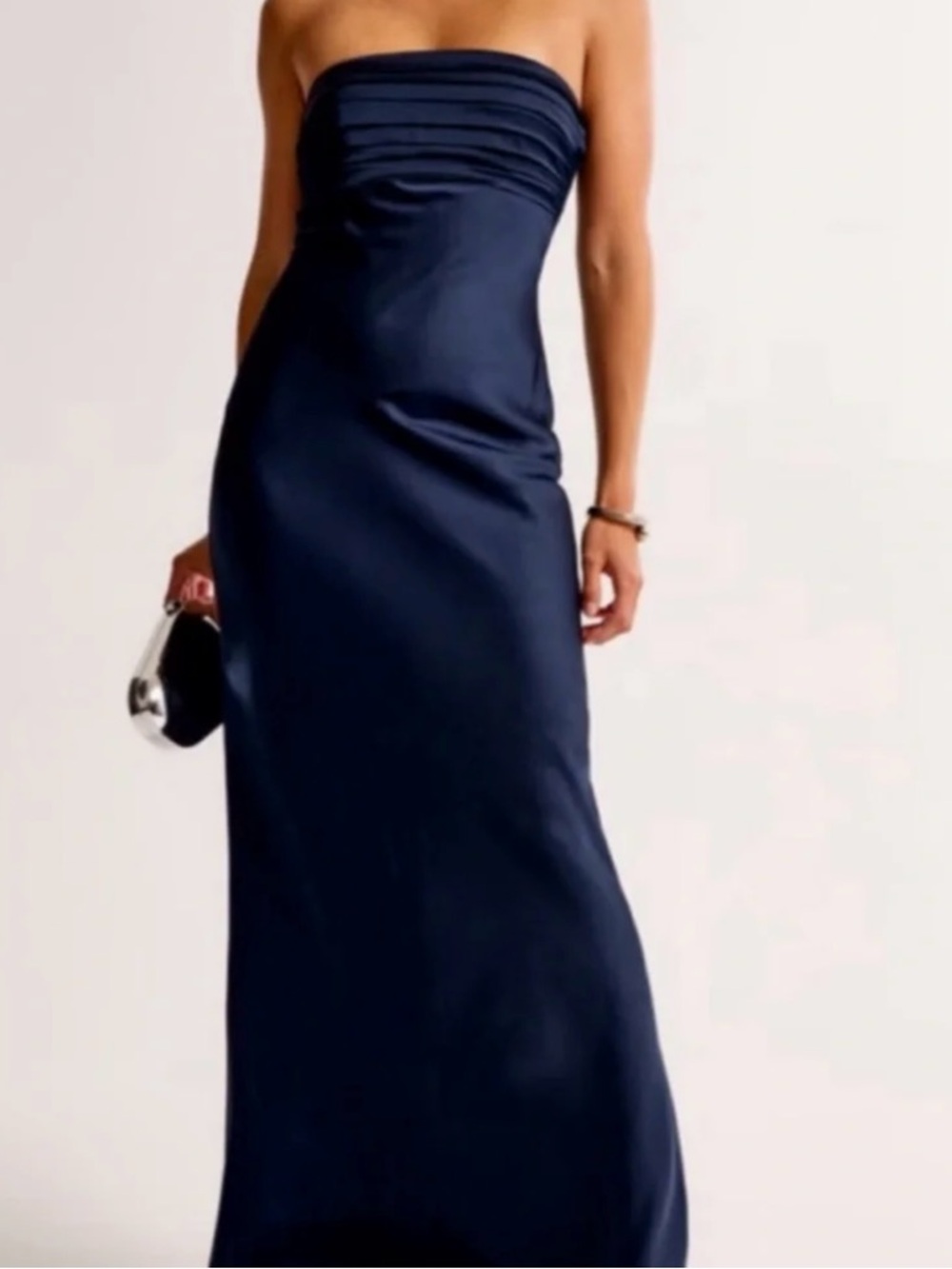Abercrombie & Fitch Navy Strapless Satin Column Gown